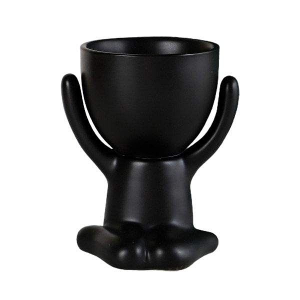 Mini menneskeformet keramisk urtepotte Lille figur potteplantepotte Creative Craft Desktop Vase Container D