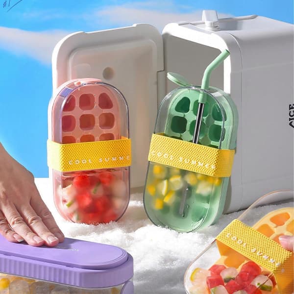 800 ml 2-i-1 My Crush Cup isbitsbricka vattenflaska, sval sommarisflaska med sugrör och lock Green