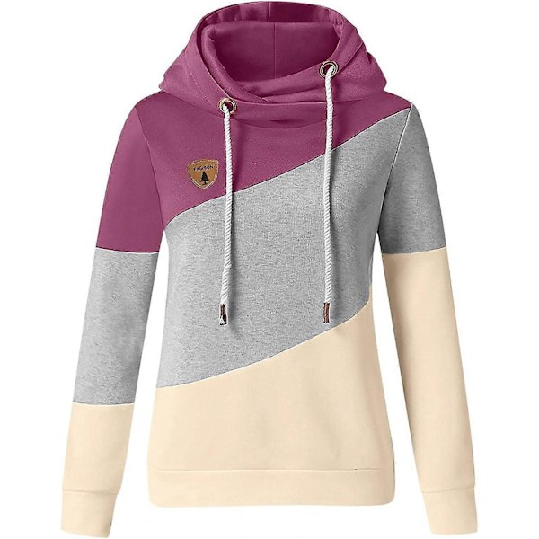 Hoodies för Kvinnor Tröja Krage Hals Casual Långärmad Färgblock