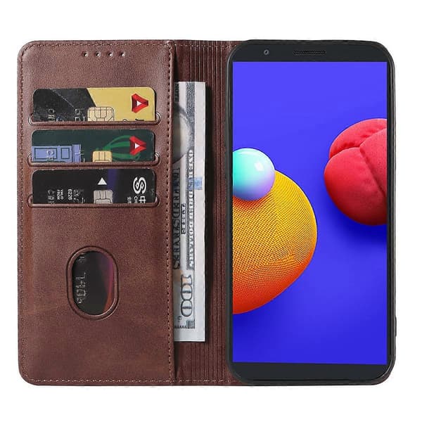 Magnetiskt läderfodral för Samsung Galaxy A01 Core, M01 Core Brown