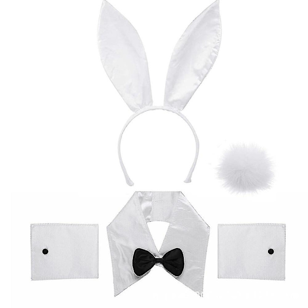 Pääsiäispupun asukokonaisuus Kanin korvat Pääpanta Kaulus Rusetti Asu Pukuhihansuut Kanin Häntä Pääsiäisen Cosplayhin White