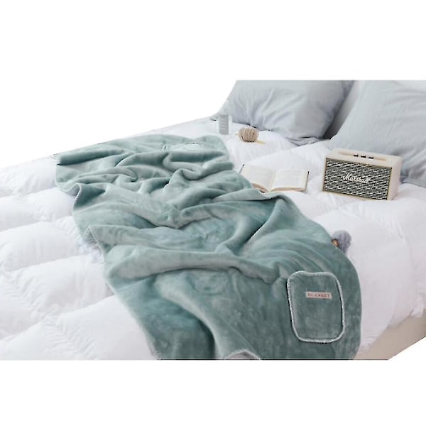 Pledd Supermyk Bløt Løstsittende Komfortabel Nattkjole Fleece Pledd Hettematte Voksen Blå