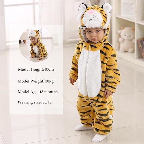 Halloween-dräkter för bebisar, småbarnskläder, babyjumpsuits, pojkar och flickor, djurdräkter, 2-36 månader Old tiger 56-66cm