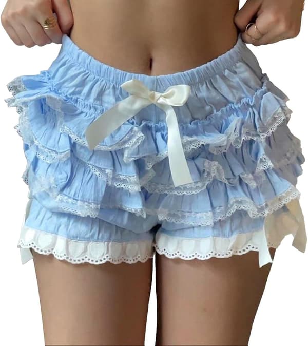 Tiered Lace Ruffle Truser Frilly Bloomers For Kvinner M