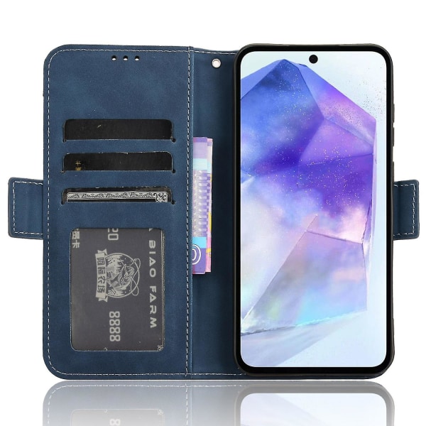 For Samsung Galaxy A35 5g Veske Lommebok Flip-telefondeksel i skinn med kortspor Blue