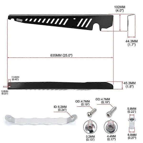 Fender Shrouds Kit Panelplade Motorrum med Hardware til Subaru WRX & STi 2015-2020, Sort Black