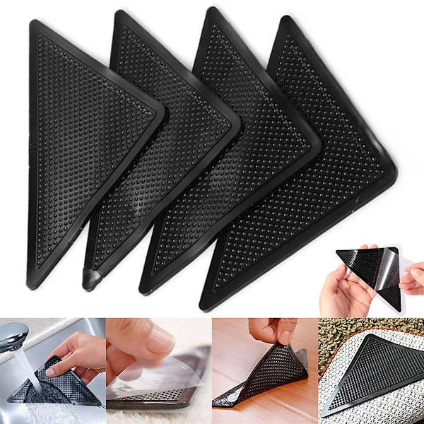 Anti Slip Carpet Sticker Mat Skid Rug Pad Tape Sticky For Home Floor 4 PCS