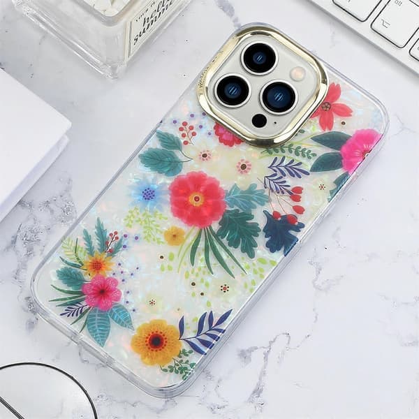 Shell Texture Flower TPU Telefoncover til iPhone 14 Flowers X3