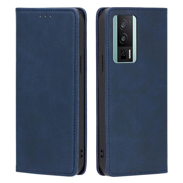 Phone case till Xiaomi Poco F5 Pro 5G/Redmi K60 Pro 5G/K60 5G,Calf Wallet Stand Cover Blue Style B Xiaomi Redmi K60 Pro 5