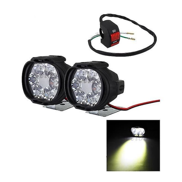 2 Stk Motorcykel Led Ekstra Lys Vandtæt Universal 6 Led Motorcykel Forlygte Køre Tågelys Lampe Projektor Scooter Spot Auxiliary Li