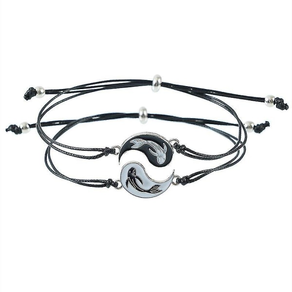 Yin Yang Tai Chi Beads Infinity Flettet String Rope Armbånd Håndlavede Vandtæt Justerbar Cord Strand Armbånd Til Mænd Kvinder Dreng Pige Ven Par