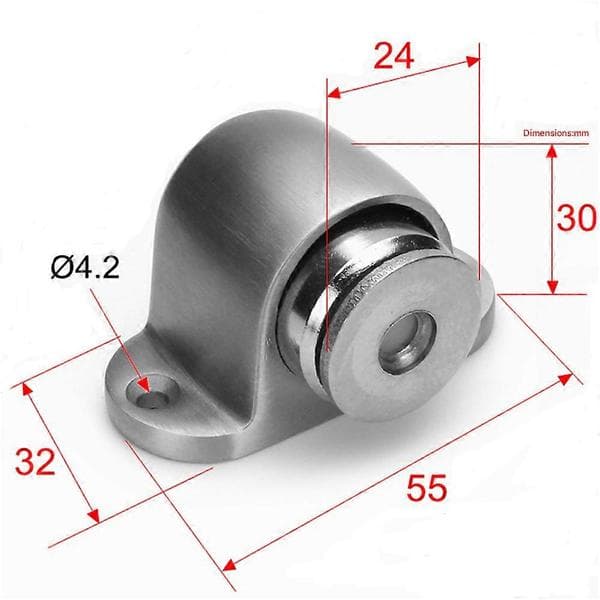 Silverborstad metall golvmonterad magnetisk dörrstopp