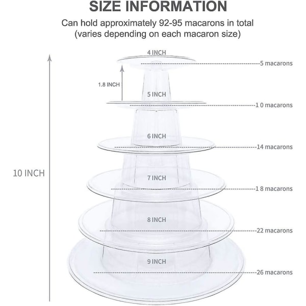 Macaron Tower-stativ, 6-lags rundt Macaron-stativ, multifunksjonelt cupcake-kjeks-dessert-displaystativ