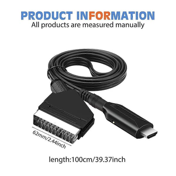 Scart–HDMI-kaapeli – Scart–HDMI-sovitin – All-in-One Scart–HDMI-ääni- ja videomuunnin 1080p/720p