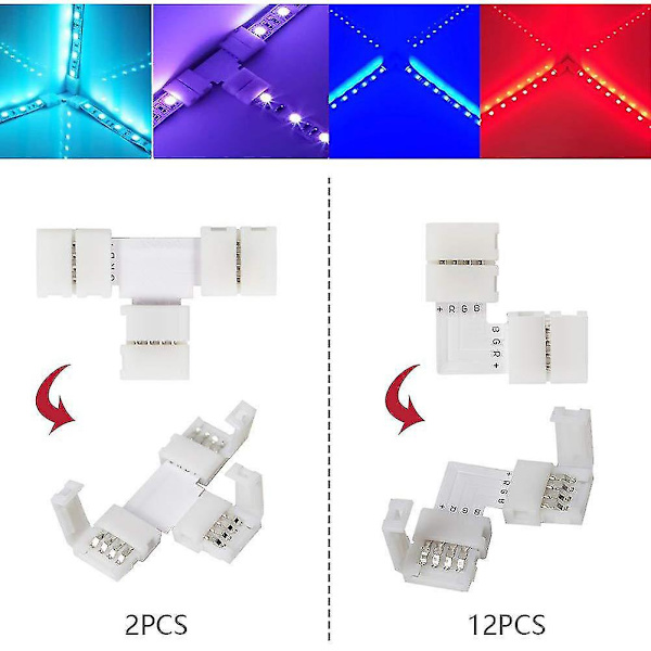 95 stk 5050 Rgb Led-strip konnektorsæt med T-formede L-formede Strip-jumpers Led-strip tilbehør Lys Trådforbindelse Terminal-splejsningsværktøj
