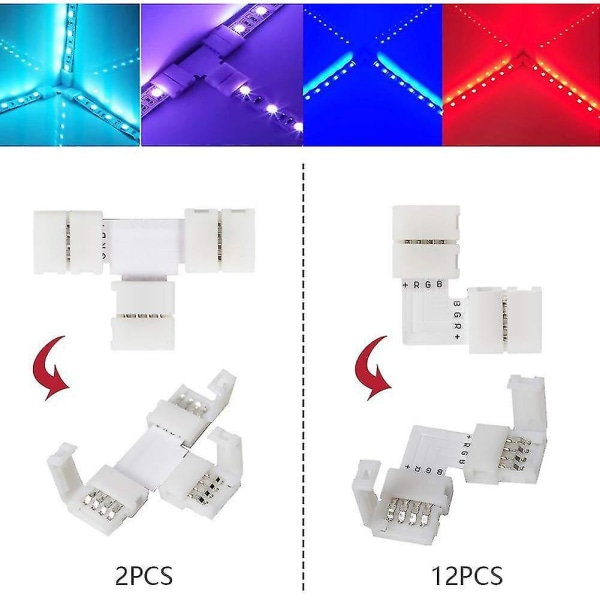 95st 5050 Rgb Led-strip Connector Kit med T-formad L-formad Strip-jumpers Led-strip Tillbehör Ljus Trådanslutning Terminal-skarvverktyg