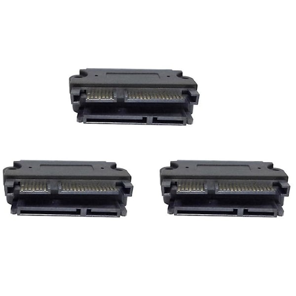 3x Sata 22p 7 + 15 hann-til-sata 22-pins hunn-konverteradapter Black