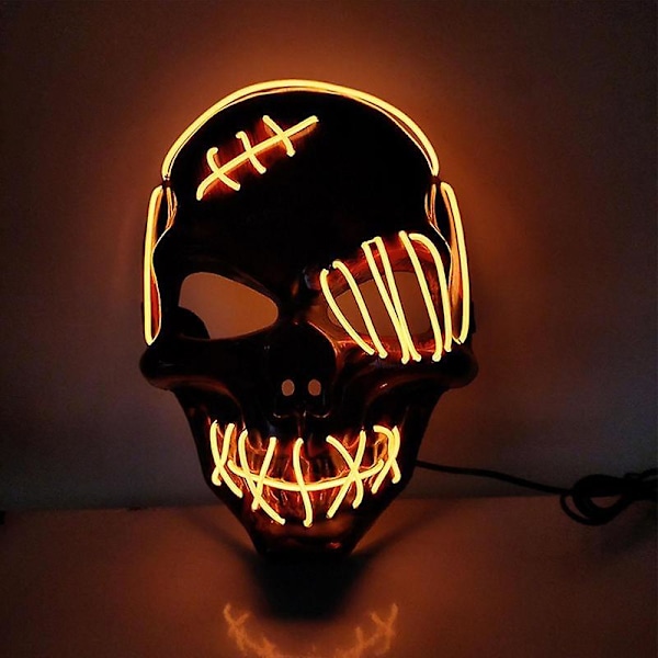 Halloween Dödskalle Ansiktsmask Cosplay Kostymer Lyser Upp LED-skydd Cosplay Rekvisita Kostymer Dödskalle Ansiktsmask Lyser Upp Kostymer Blue