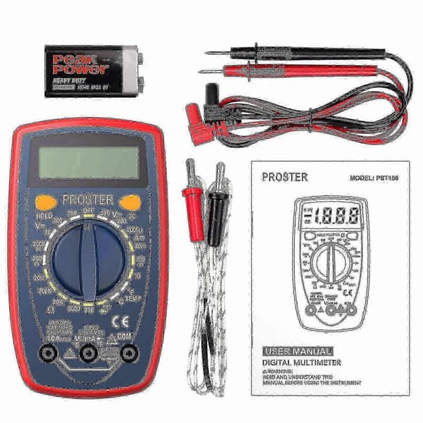 Proster 1999 LCD Digital Multimeter Multitestare Testkabel Bakgrundsbelysning Diodtest