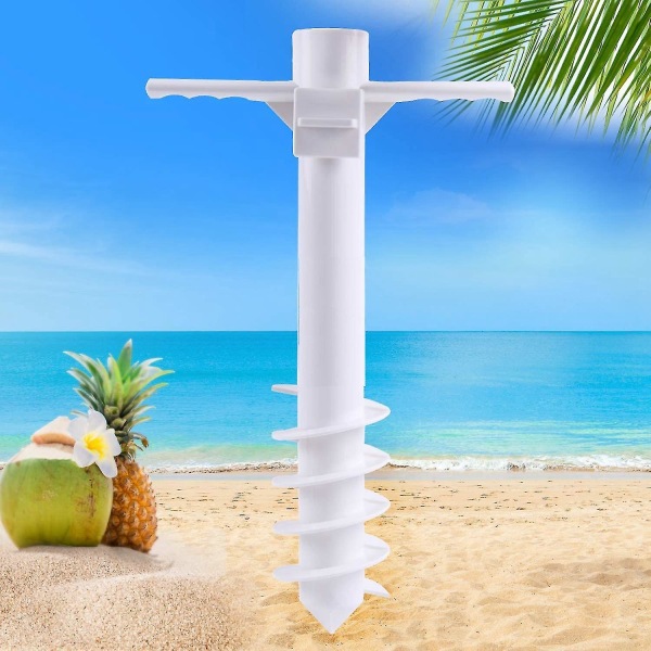 Strandparaply Sandanker Heavy Duty Ground Anchor Stand til stærk vind White