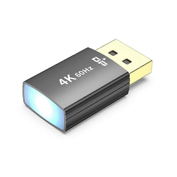 4K DP Dummy Plug Display Emulator Displayport Virtuel Skærm Hovedløs Ghost Display EDID Emulator Virtuel Skærm Black