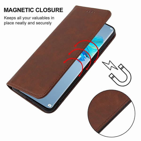 Magnetiskt läderfodral för Huawei Mate 40E 4G Brown