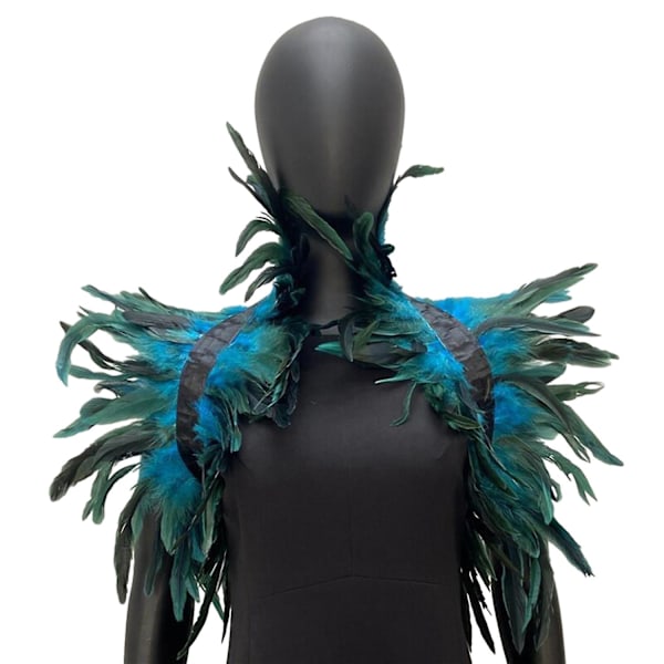 Fjer Shrug Shawl Skulder Wrap Kappe Blød Justerbar Retro Gothic Krave Cosplay Party Krop Scene Graphite blue