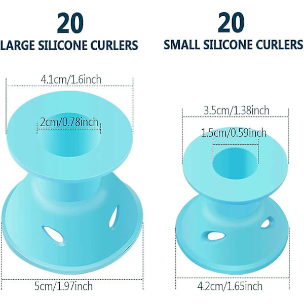 40 silikone curlers (blå), silikone curlers magiske curlers uden varme, ingen clips hårpleje DIY værktøj