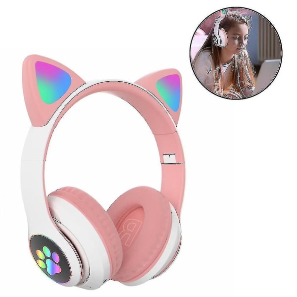 Hovedtelefoner Cat Ear Trådløse hovedtelefoner, LED Light Up Bluetooth hovedtelefoner