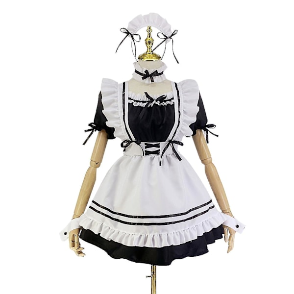 Anime fransk stuepigekjole sød stuepige cosplay kjole til Halloween stuepige kostume outfit sæt