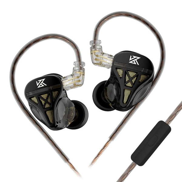 Kz-dqs 3,5 mm plugg hodetelefoner Dynamisk lyd Hifi in-ear mikrofon hodetelefoner med ledning Wheat version