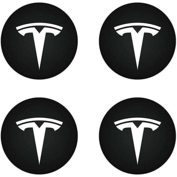 Senterhette (4 stk) For Tesla Model Y Model 3 Modification Hubcap (hvit/matt svart)