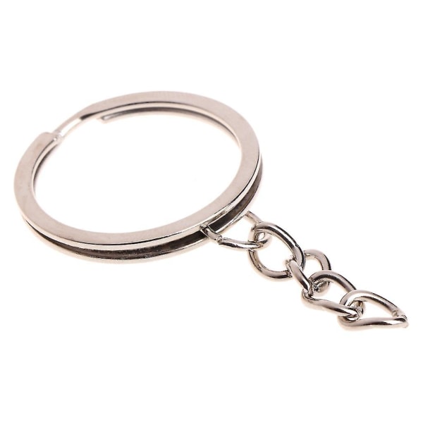 Nøkkelring i rustfritt stål 50x nøkkelring med kjedemetallløkke for å lage smykker
