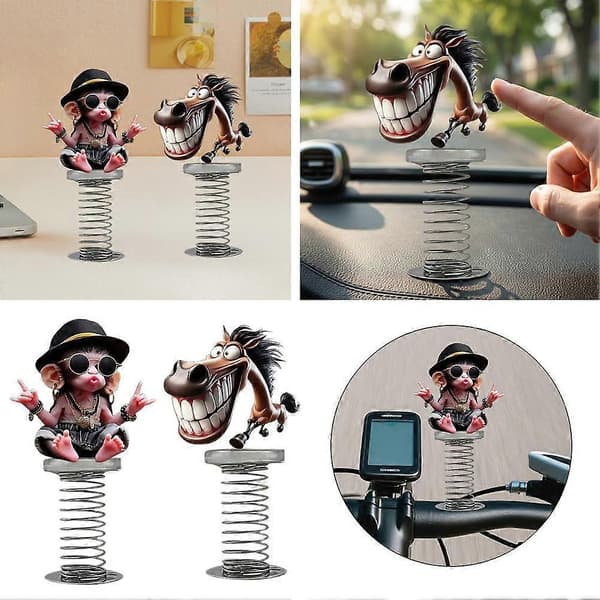 Akryl Fjærstil Pynt - Morsom Bobble Head Bil Dashbord Dekor B 1pcs