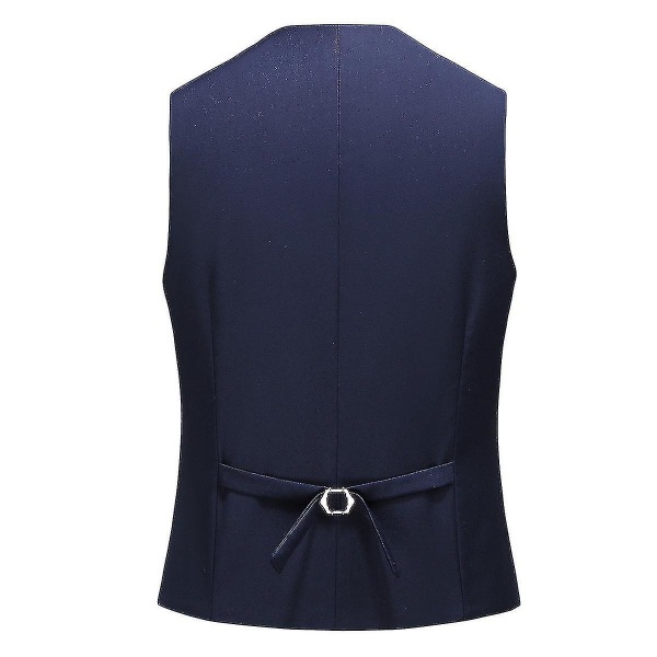 Bryllupsbankett for menn Formell dress Vest Business Slim ensfarget vest Navy Blue L