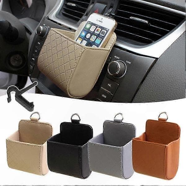 Universal læder luftventil organizer til bil, lastbil, SUV Beige