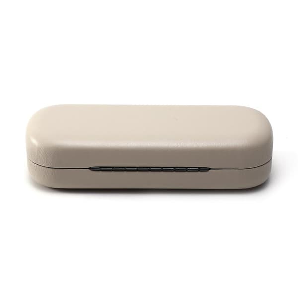 Hard Glasses Case (Beige), PU Leather Eyeglass Box, Portable Protective Spectacle Case with Microfiber Cloth
