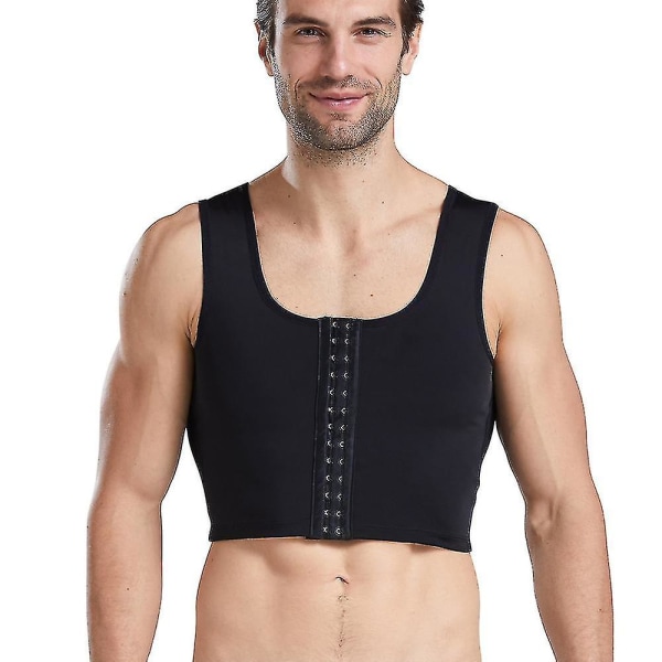 Compression Corset Body Shaper Tank Top For Men - Slankende underskjorte Black M