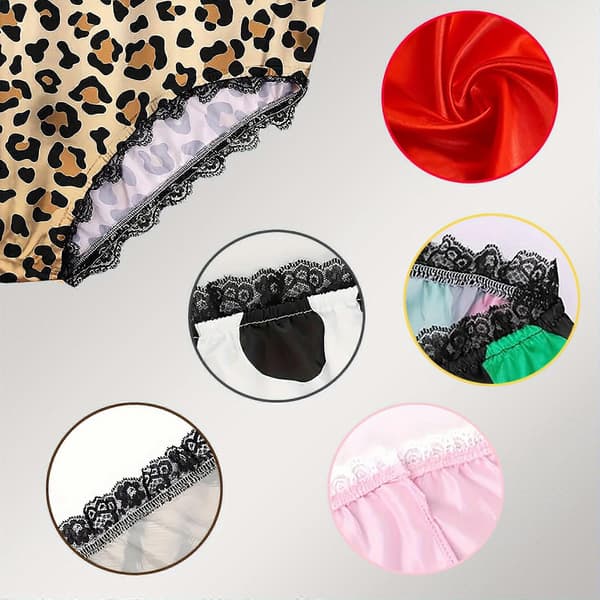 Overdimensjonert humoristisk underbukse-gave, nyhetsprank for menn og kvinner, White Elephant-utveksling, polyester med blondekant Gradient Leopard