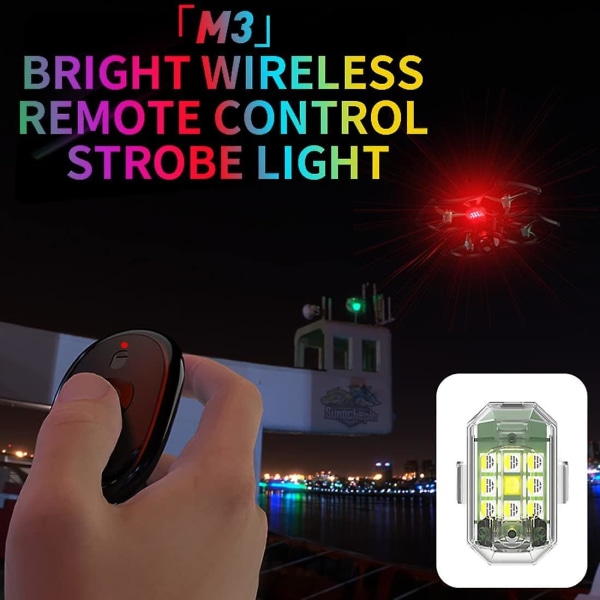 Led Strobe Drone Lights, høj lysstyrke Trådløs Led Strobe Light, 7 Farver Usb Genopladelige Blinklys, Led Vandtæt Anti Collision Lights (4 stk)