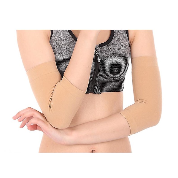 2 par full forarm tatovering deksel opp band kompresjon ermer solbeskyttelse menn kvinner, hudfarge
