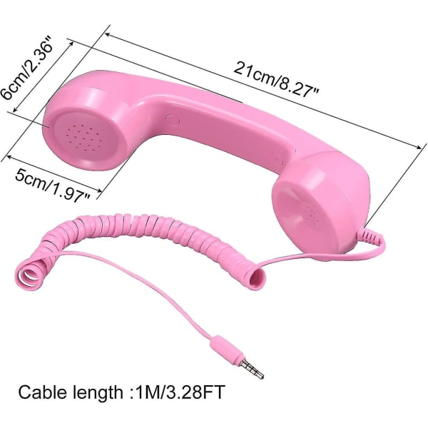 3,5 mm retropuhelinluuri Puhelinvastaanotin mikrofonikaiuttimelle Smoothpink Pink