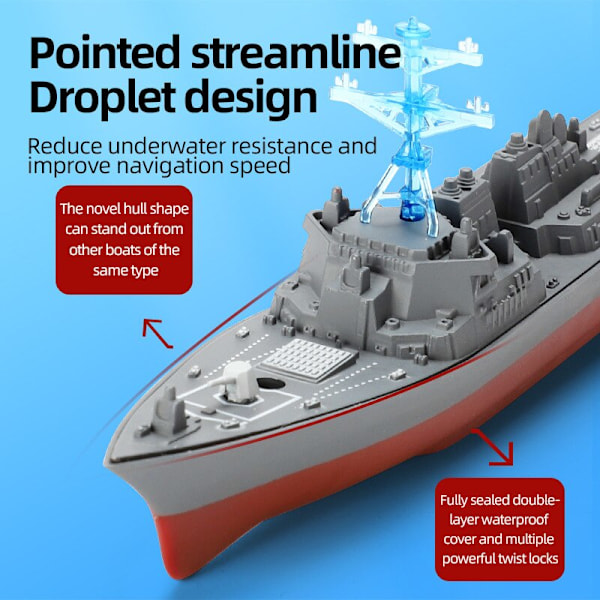 Hög hastighet RC-båt 2.4G fjärrkontrollbåt simulering krigsfartyg modell mini slagskepp leksaker modell för barn barn present RC Ship 803D