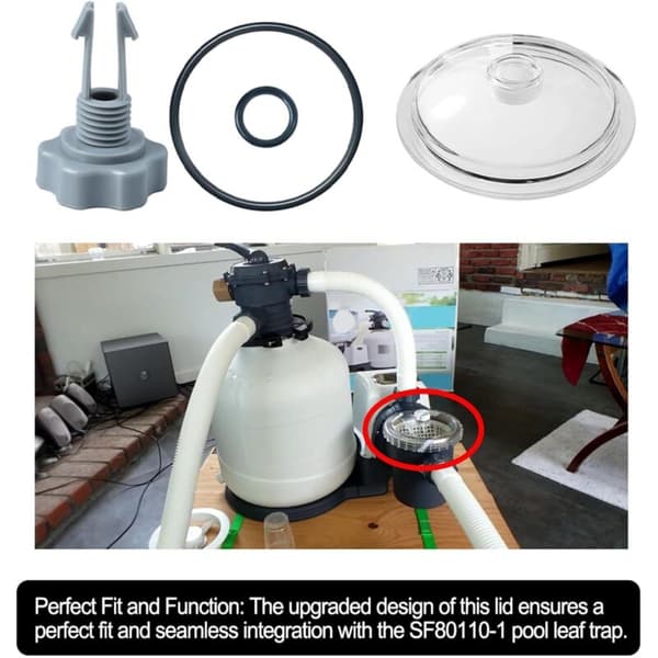 Løvfangerdæksel med O-ring og ventil til Intex SF80110-1 sandfilterpumpe 12 tommer/O-ringventil 2 cm