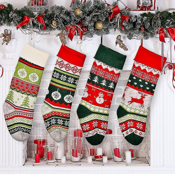 Julstrumpor Vackra broderimönster Hängstrumpor för familjens juldekoration(b, stil) Bd