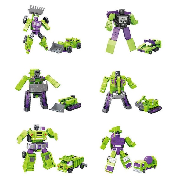 G1 Transformed Constructicon Devastator Set 6 in 1 100 % Complete Figuurit Green