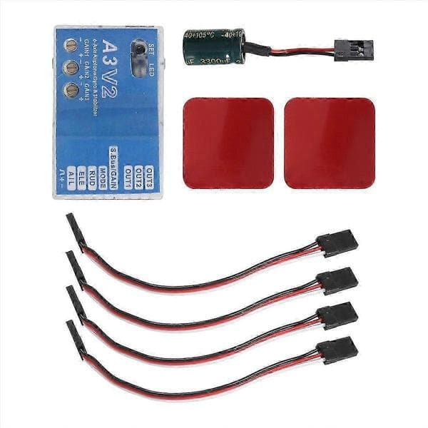 HobbyEagle A3 V2 6-akset flyvecontroller og stabilisator til RC fastvingede fly, 4 tilstande inklusive automatisk balance og svæveflyvning, forbedret flyvesikkerhed