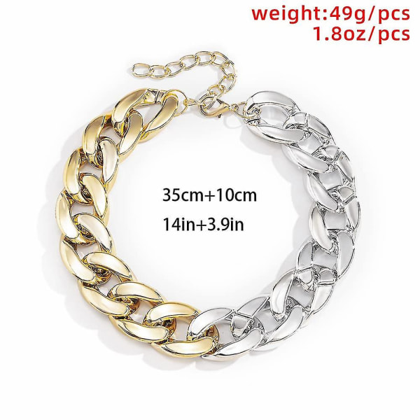 Hip Hop Punk Cuban Link Chain Choker Halskæde Guld Letvægts Chunky Oval Chain Link Halskæde Statement Smykker mixed color