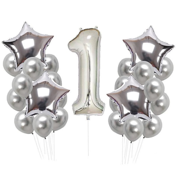 Juhla syntymäpäiväjuhla ilmapallot koristeet 40-tuumainen yksivuotiaille lapsille Silver