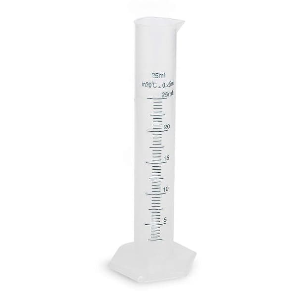 25 ml gennemsigtig gradueret cylinder af plast